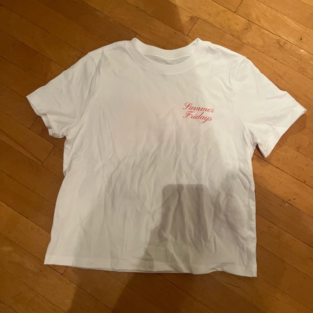 White Summer Fridays crop T-shirt with Design On Back BNWOT xs/s